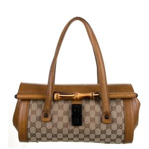 GUCCI Bamboo Bullet canvas  handbag